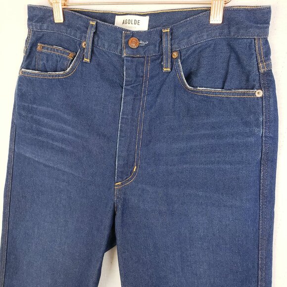 AGOLDE Jeans Pinch Waist High Rise Kick Flare Dark Wash Blue Denim size 28 - Picture 13 of 14